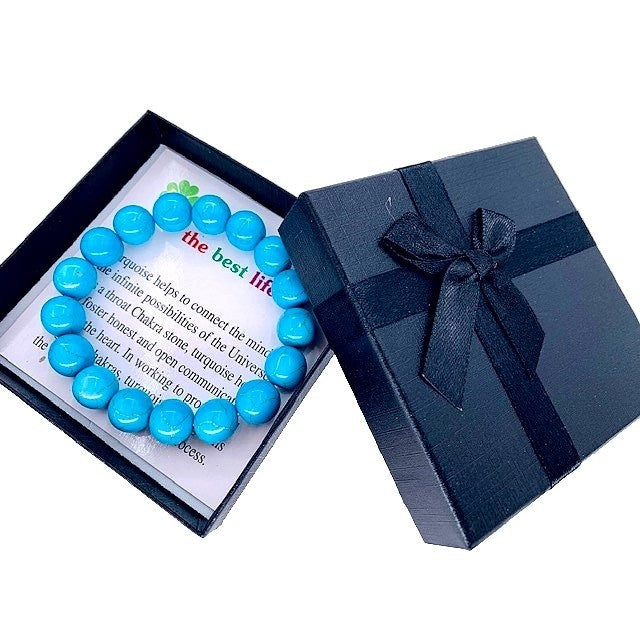 Turkoois armband 12 mm met kadodoosje