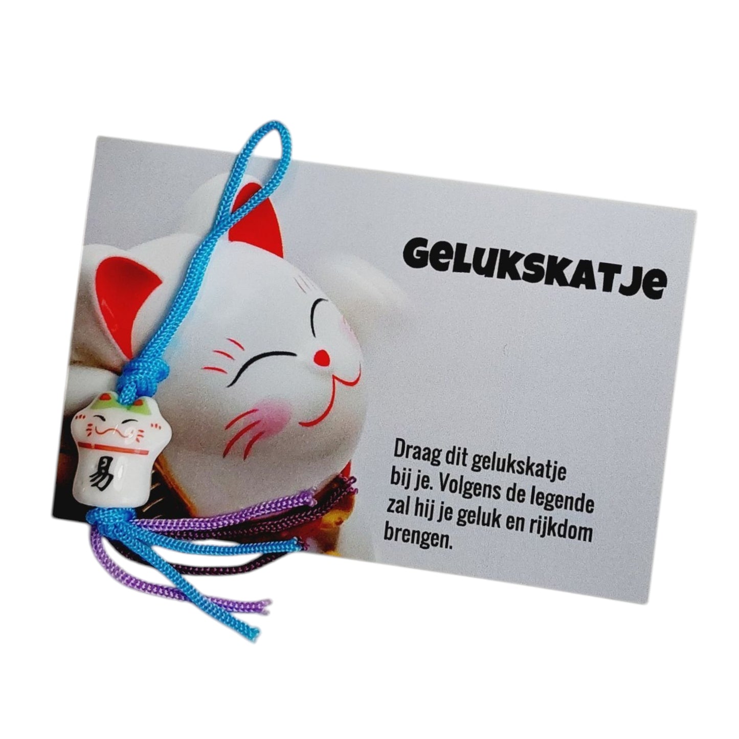 Kaartje met gelukskatje voor geluk en rijkdom