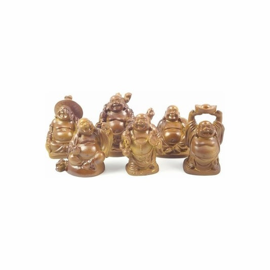 Mini boeddha houtkleurig 5 cm