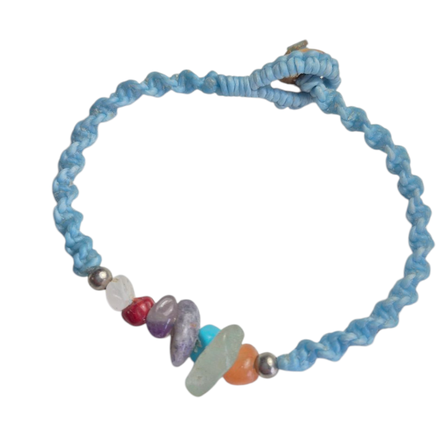 Blauw armbandje met chakra split steentjes
