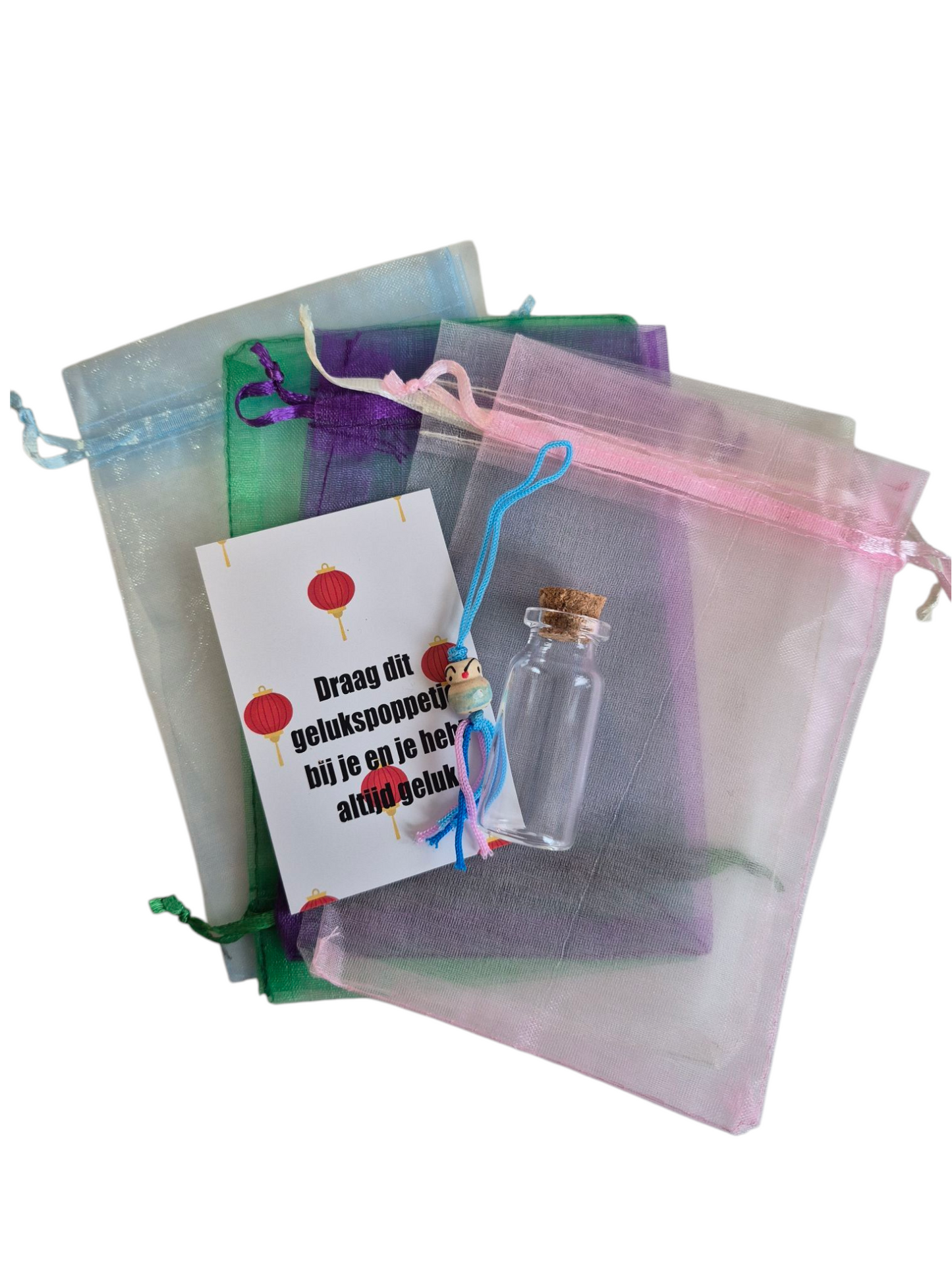 Flesje met gelukspoppetje