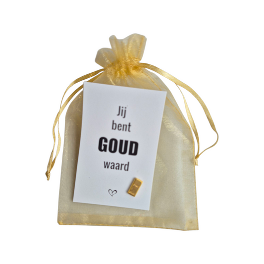 Gelukszakje met een mini goud staafje
