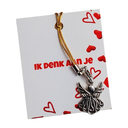 Kaartje ik denk aan je met engeltje
