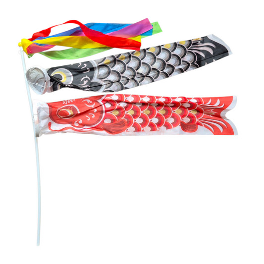 Koinobori stok met 2 vlaggen - vader en moeder