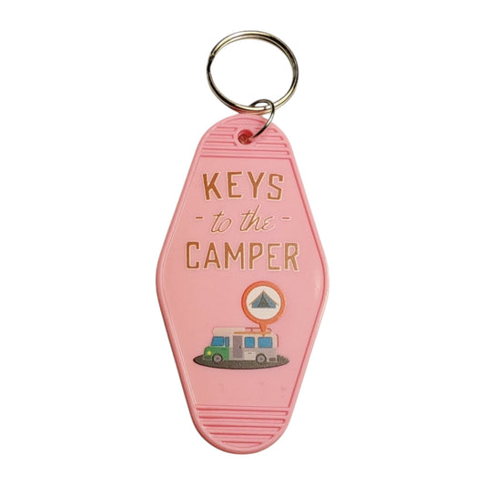 Roze sleutelhanger "keys to the camper"
