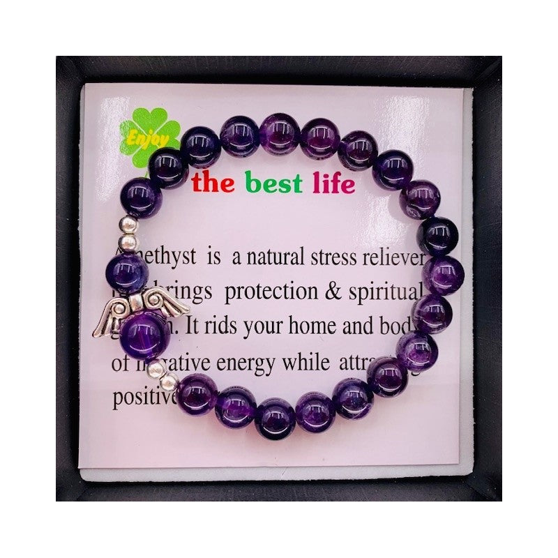 Amethyst armband met engelenbedel
