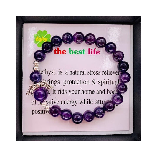 Amethyst armband met engelenbedel