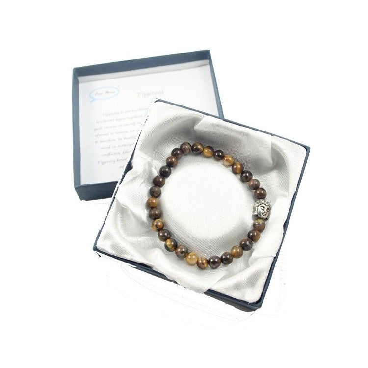 Tijgeroog armband met boeddha bedel in kadodoosje