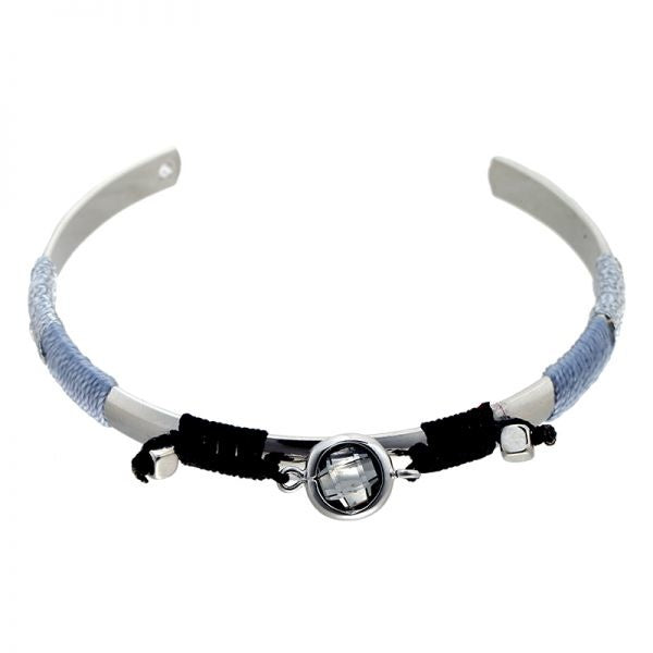 Zilverkleurige armband met zilverkleurig steentje