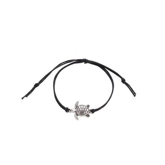 Zwart vriendschaps armbandje schildpad