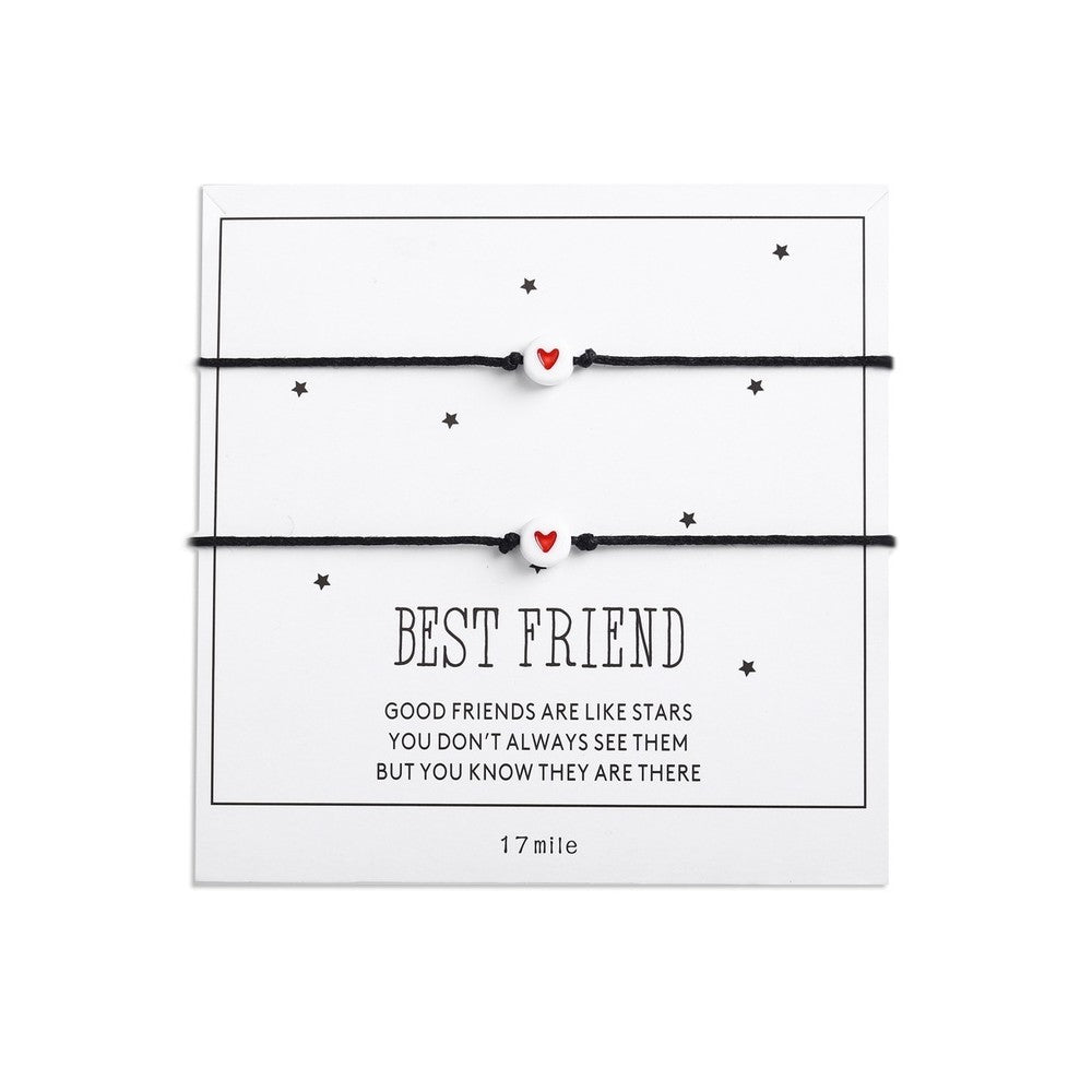 Setje van 2 vriendschapsarmbandjes met hartje