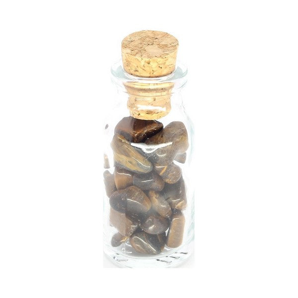 Flesje met tijgeroog steentjes