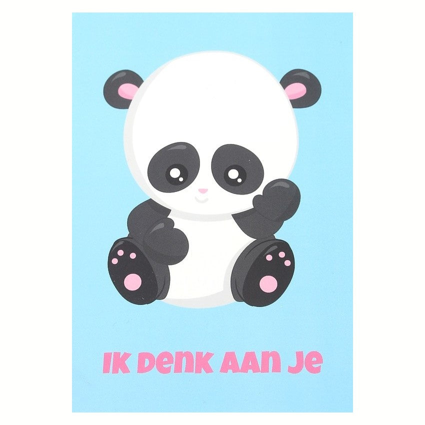 Kaart ik denk aan je met lieve panda