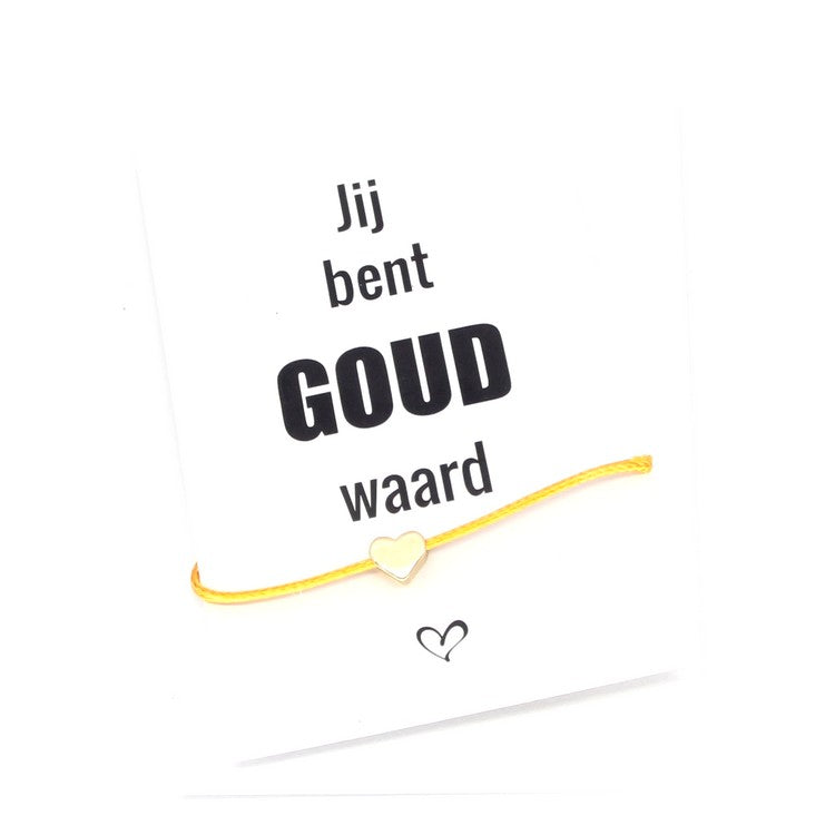 Je bent goud waard kaartje met armbandje
