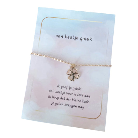 Kadootje met een klavertje vier kettinkje in envelopje