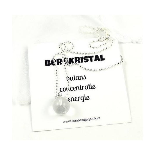 Bergkristal hangertje aan zilverkleurige ketting