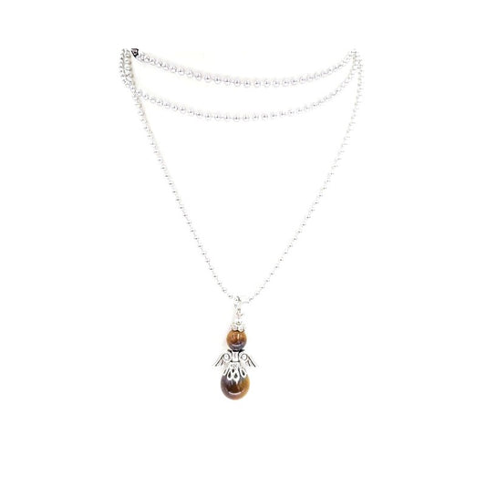 Ketting met engeltje tijgeroog