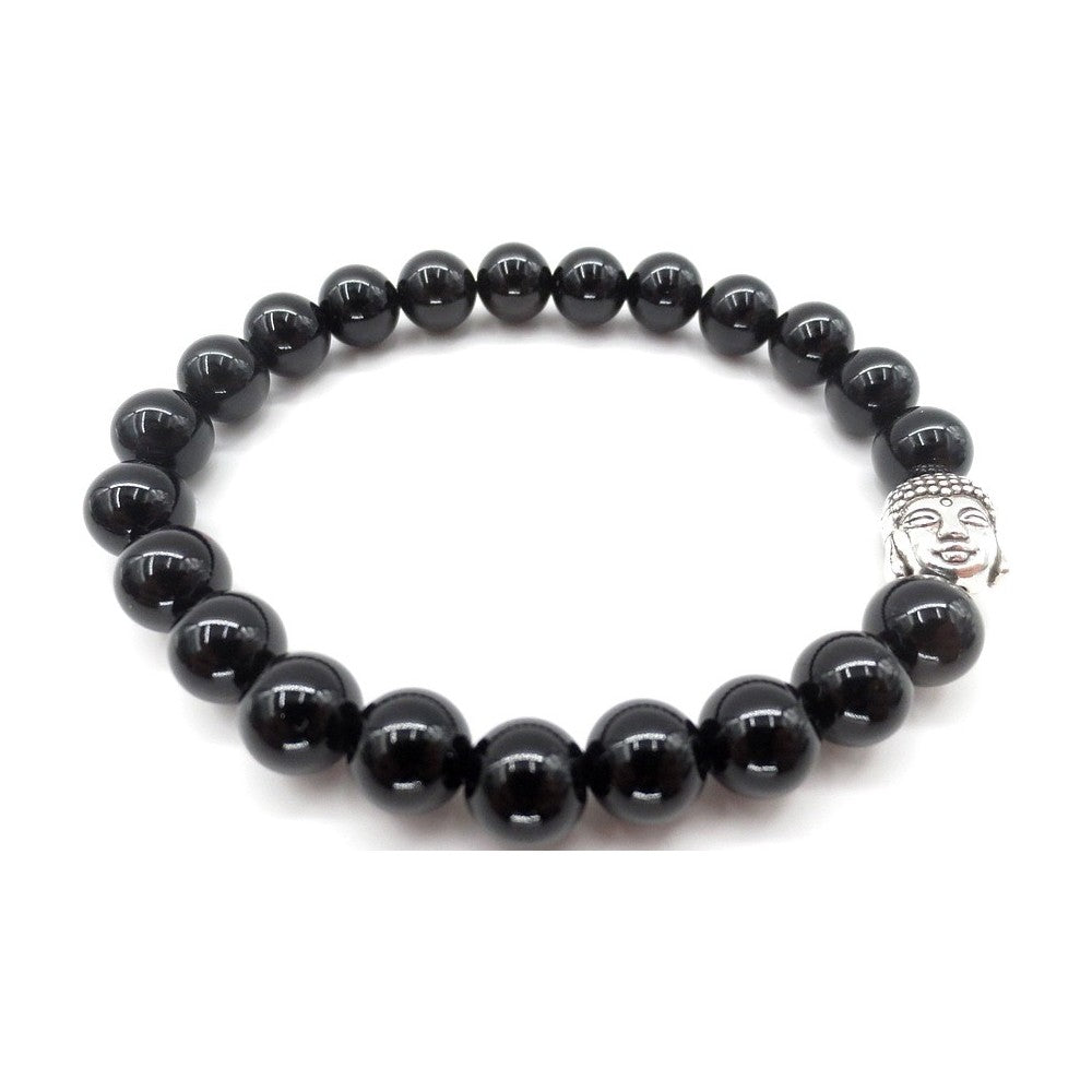 Armband onyx edelsteen met boeddhabedel in cadeaudoosje