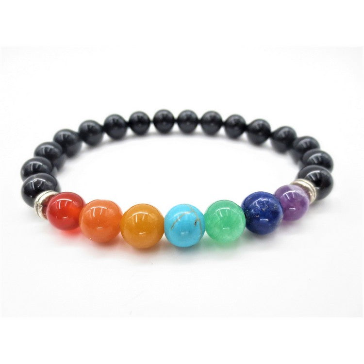 Onyx armband met chakra kralen in kadodoos