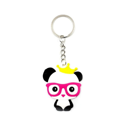 Sleutelhanger schattige panda met roze bril