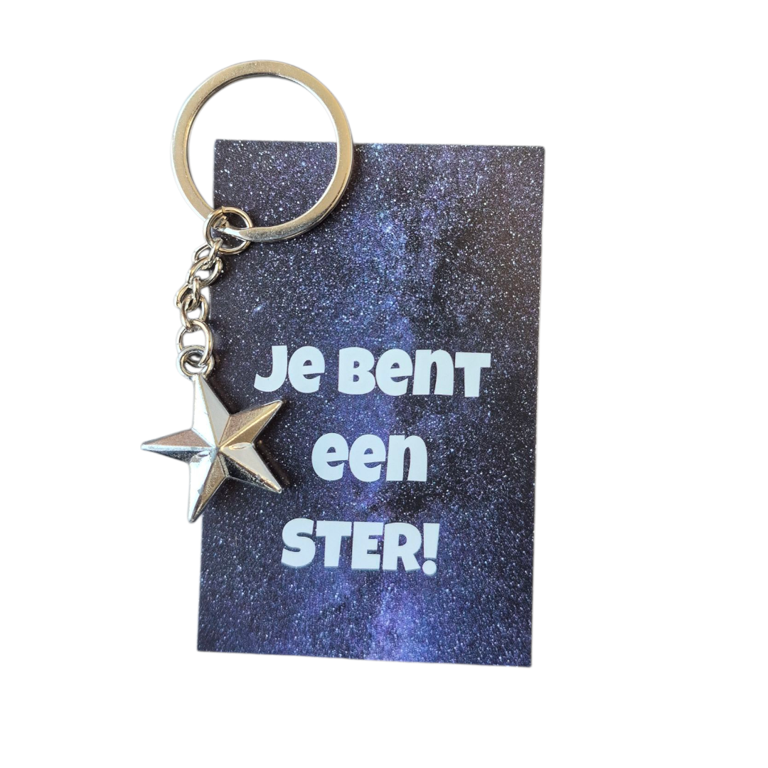 Sleutelhanger je bent een ster met kadozakje