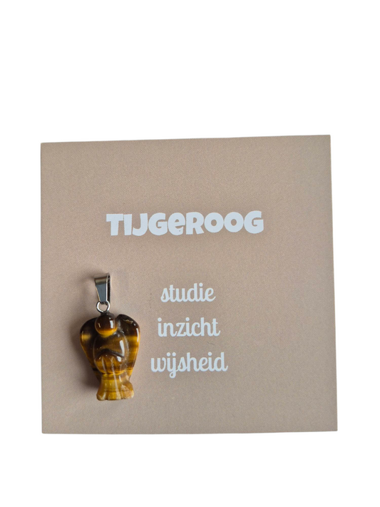 Hanger tijgeroog engeltje 2 cm