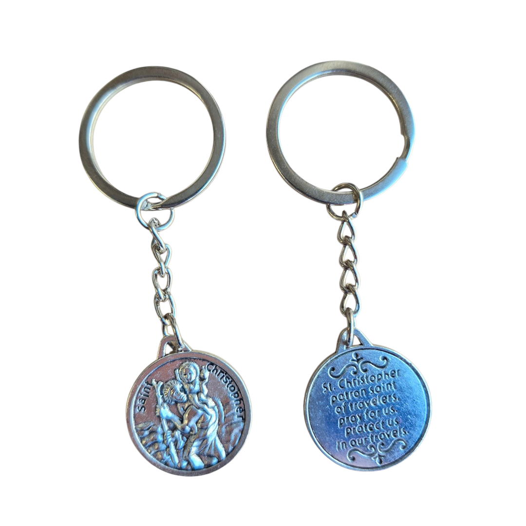 Kaartje goede reis met een christoffel sleutelhanger