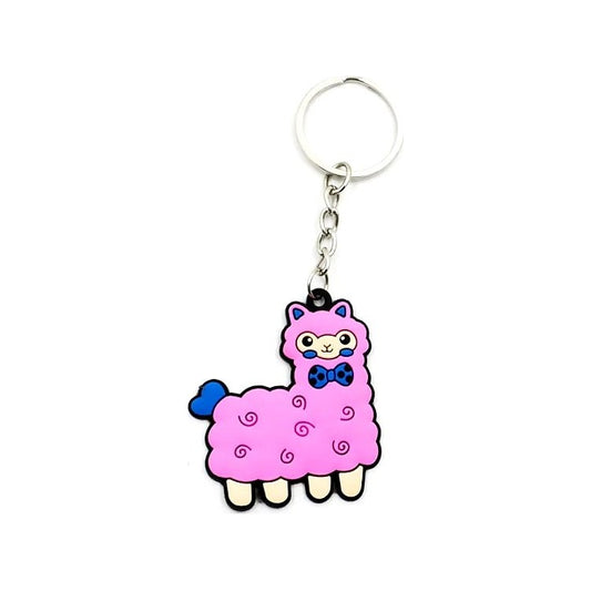 Roze alpaca sleutelhanger 5 cm