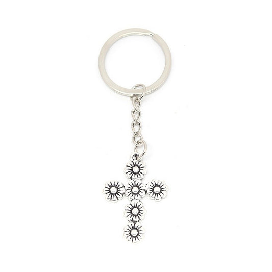 Sleutelhanger kruis van bloemen