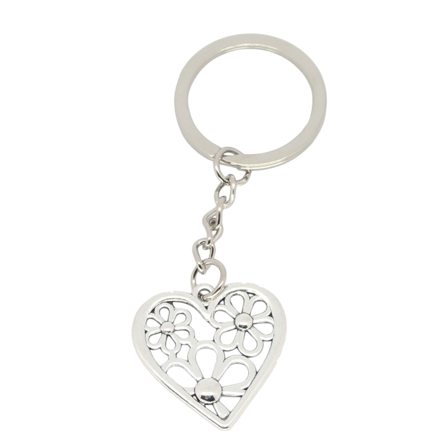 Sleutelhanger hart met bloemen