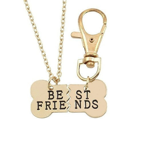 Best friends sleutelhanger met ketting - goud