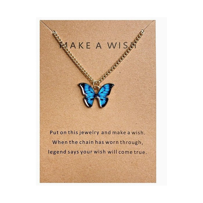 Wens ketting met klein blauw vlindertje.