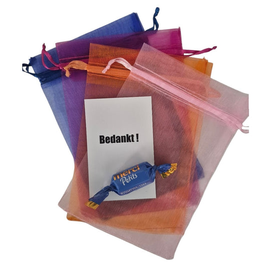 Bedankt zakje met merci chocolaatjes