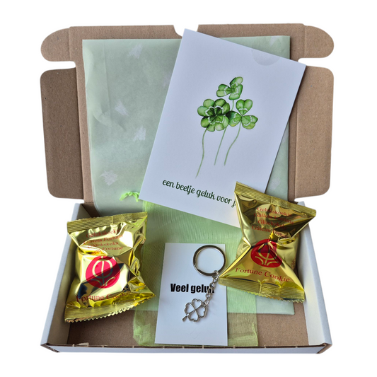 Brievenbus cadeau met geluks koekjes