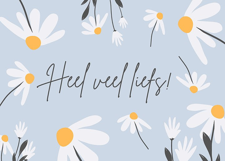 Kaart 'Heel veel liefs' met afbeelding van madeliefjes