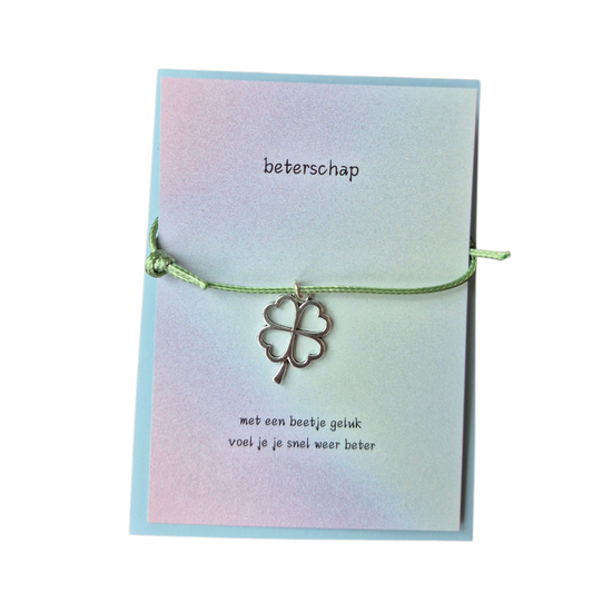 Beterschapskaartje met klaver 4 armband