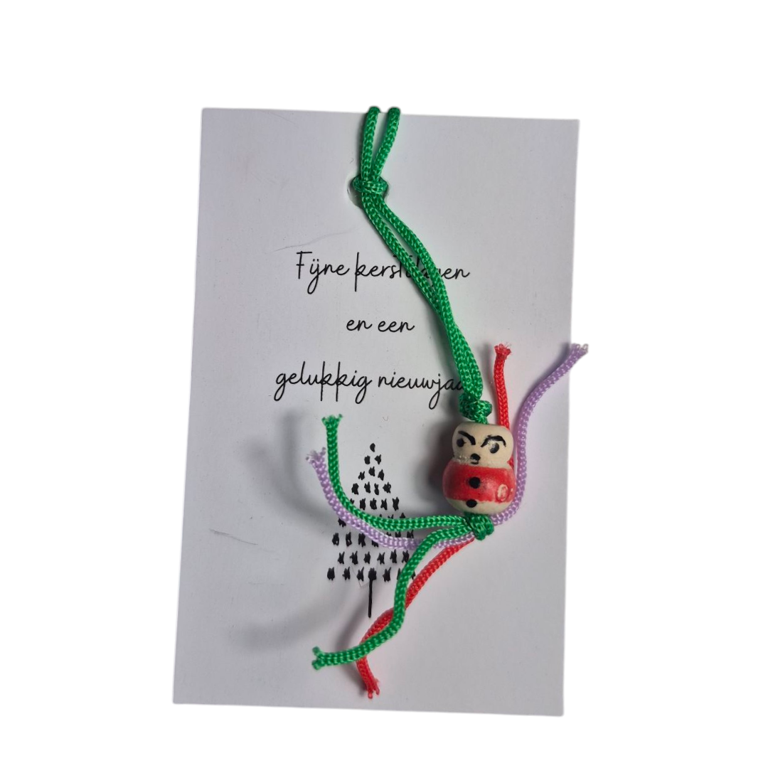 Kaartje fijne feestdagen met gelukspoppetje