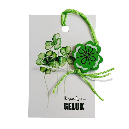 Kaartje ik geef je geluk met klavertje vier