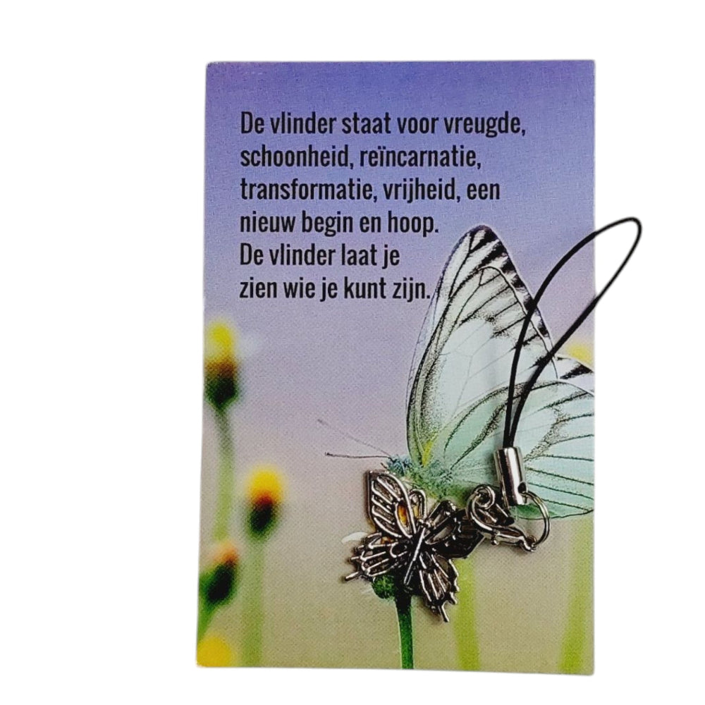 Kaartje met vlinder bedeltje