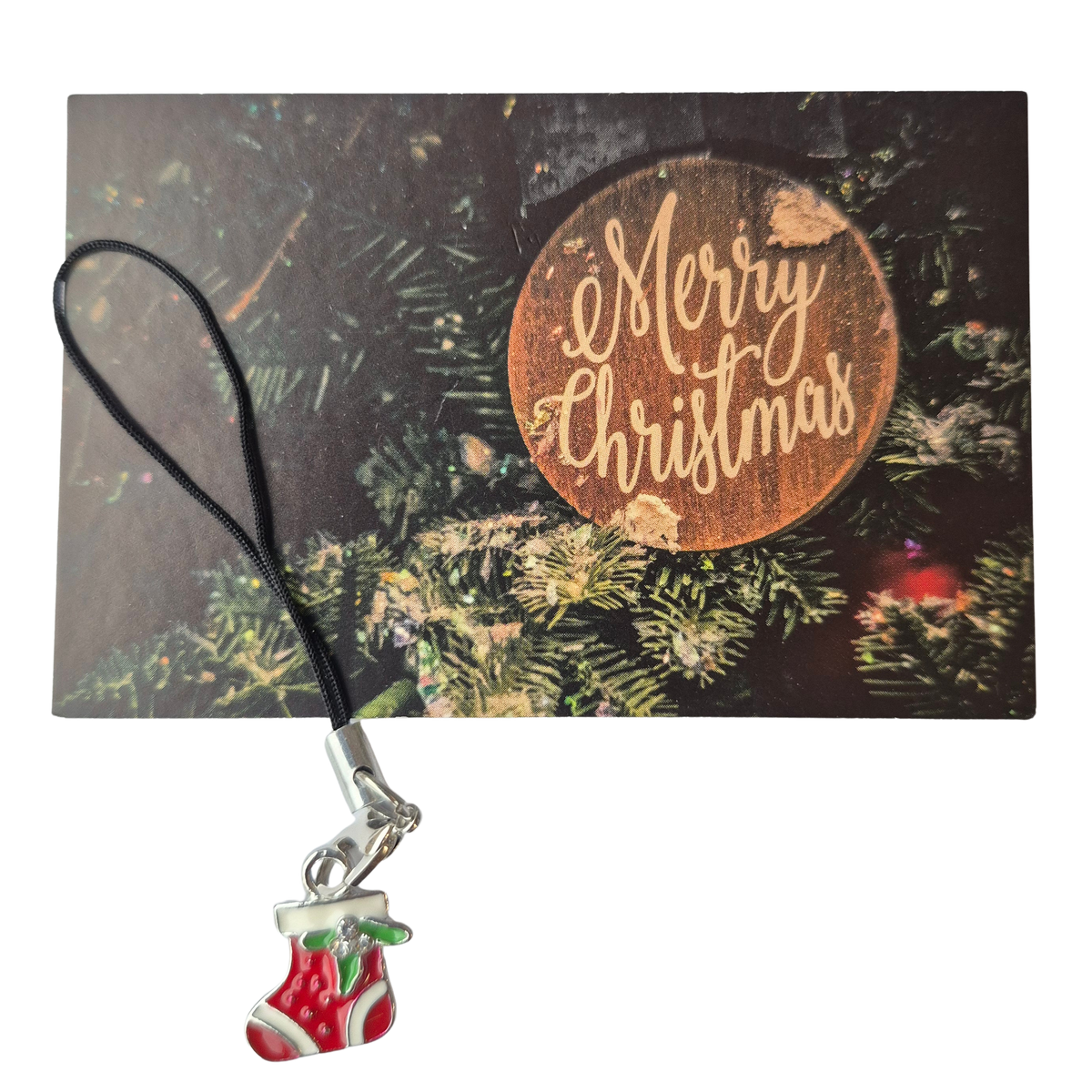 Kerstkaartje met Kerstsok Hangertje
