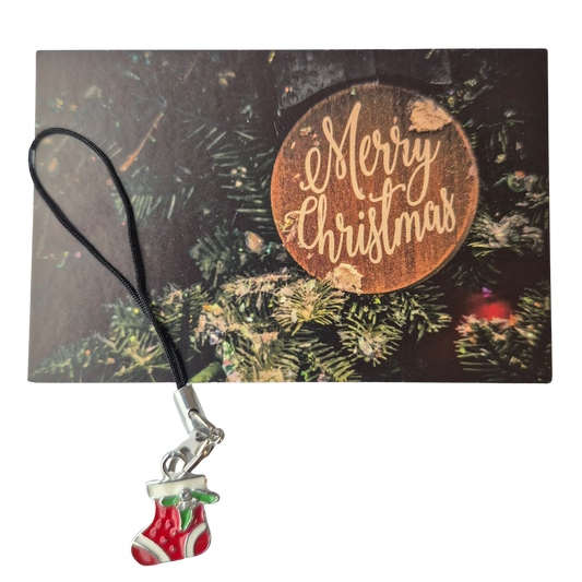 Kerstkaartje met Kerstsok Hangertje
