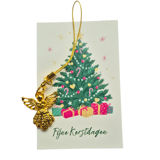 Kerstkaartje met gouden engeltje