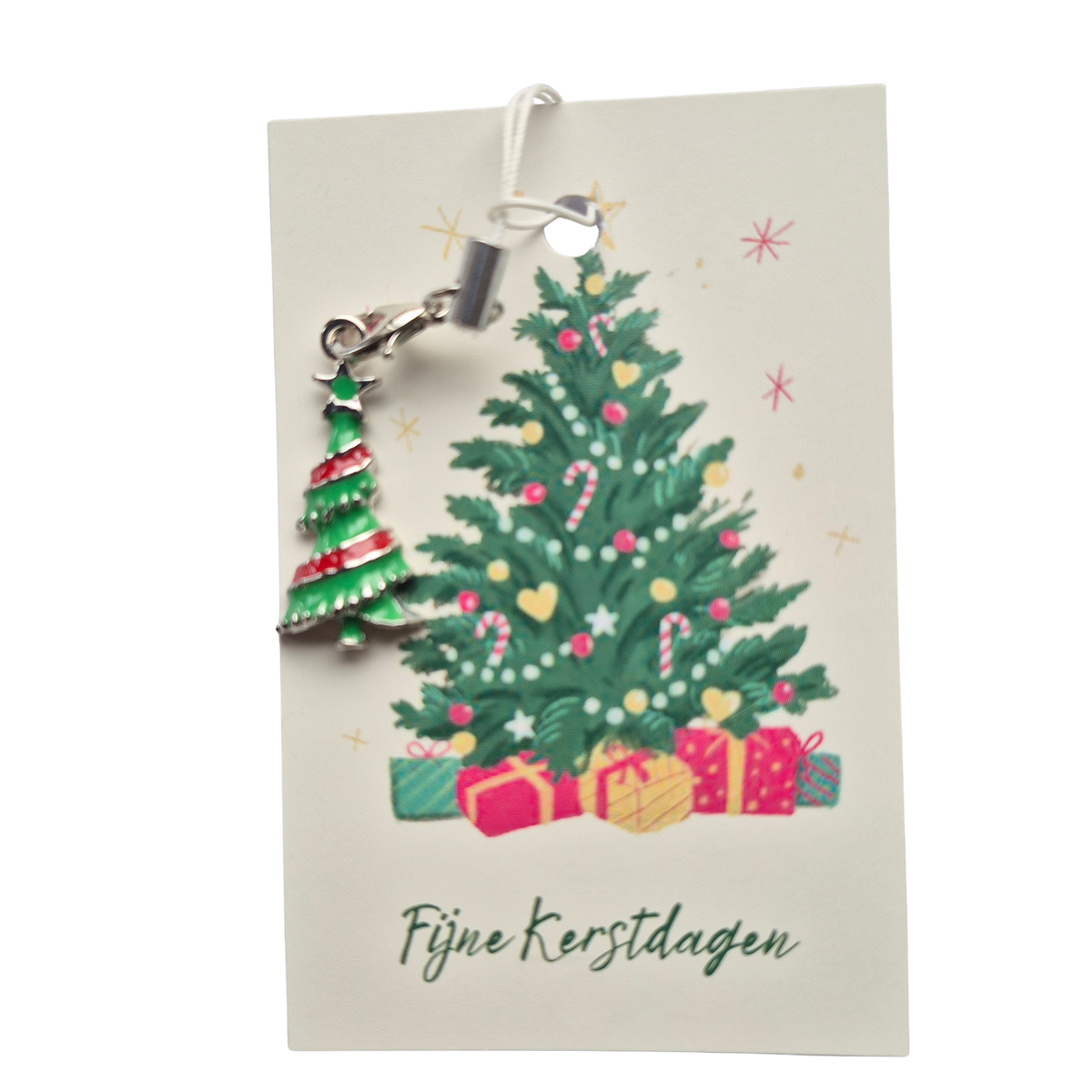 Kerstkaartje met kerstboom hangertje