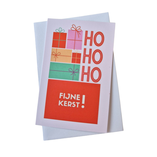 Mini kerstkaartje ho ho ho fijne kerst