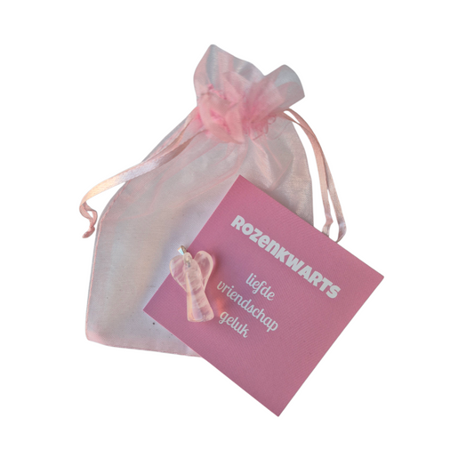 Rozenkwarts hangertje engel