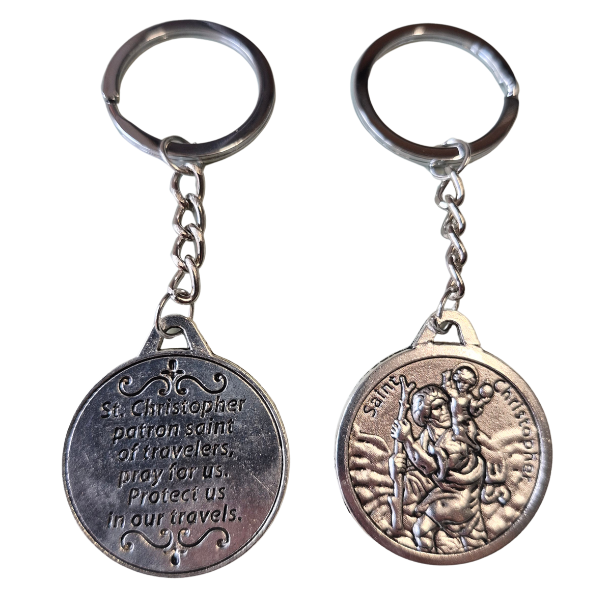 Sleutelhanger christoffel zilverkleurig
