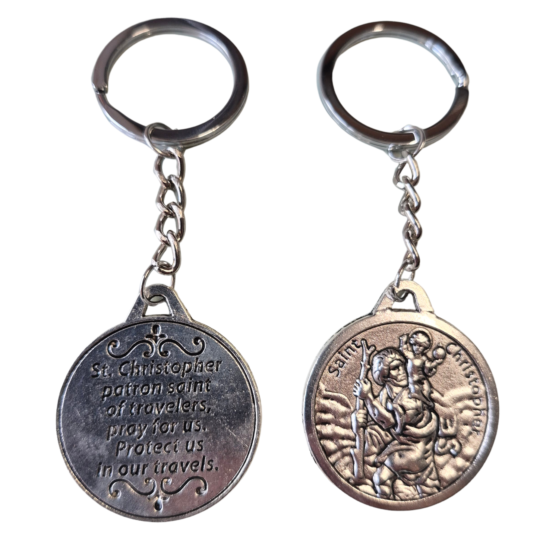 Sleutelhanger christoffel zilverkleurig
