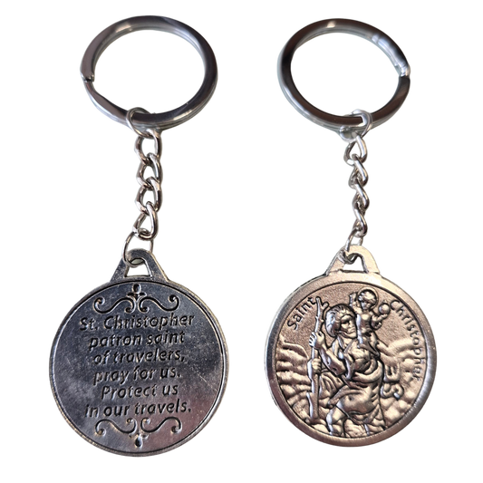 Sleutelhanger christoffel zilverkleurig
