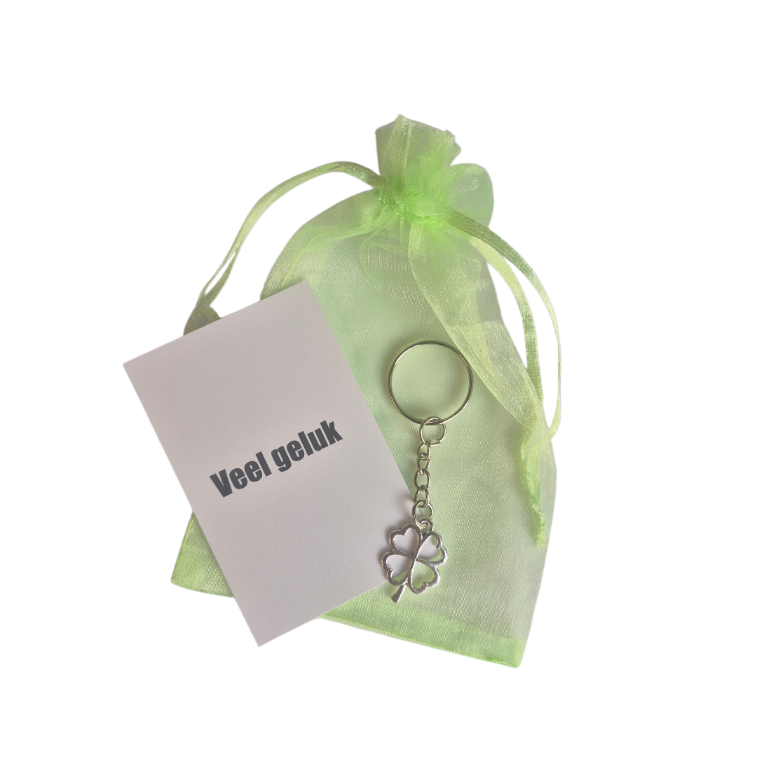 Sleutelhanger klavertje 4 met kadozakje