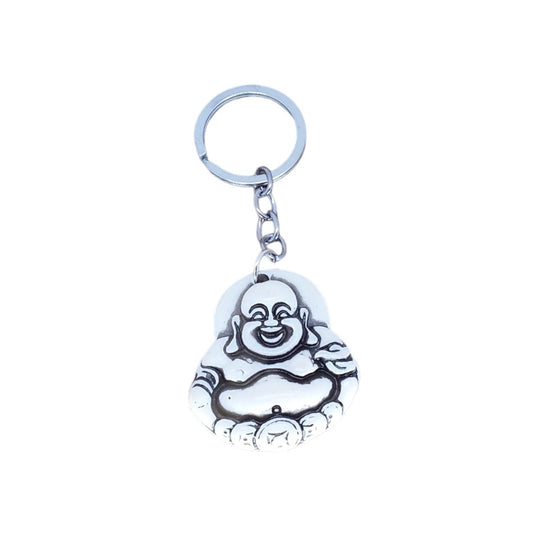 Sleutelhanger witte lachende boeddha